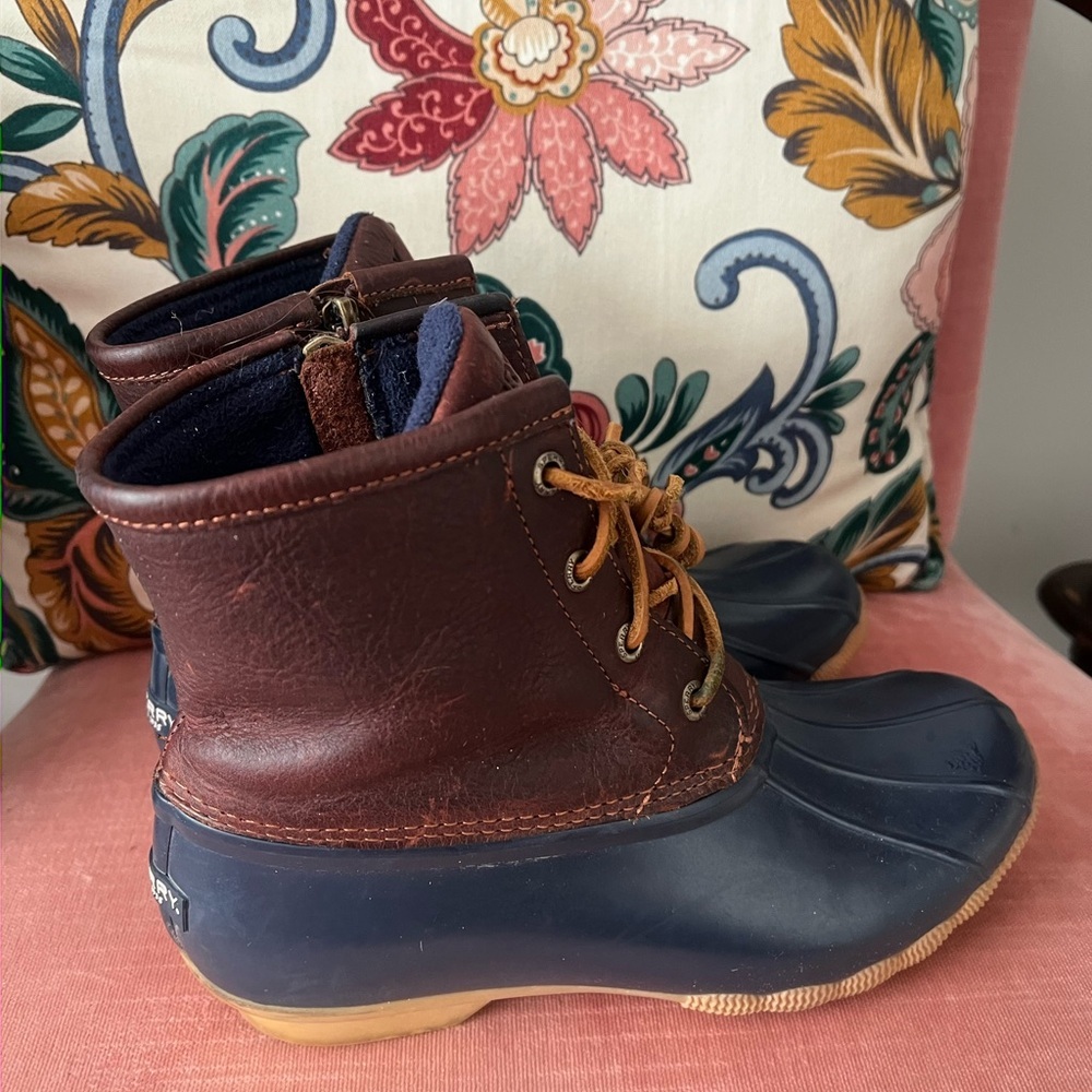 Sperry Brown Leather and Navy Duck Boot - Picture 4 of 12